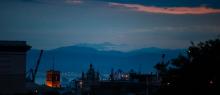 View over Genova harbor, Italy.